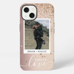 Lux Couple Photo Rose Gold Glitter iPhone 13 Case