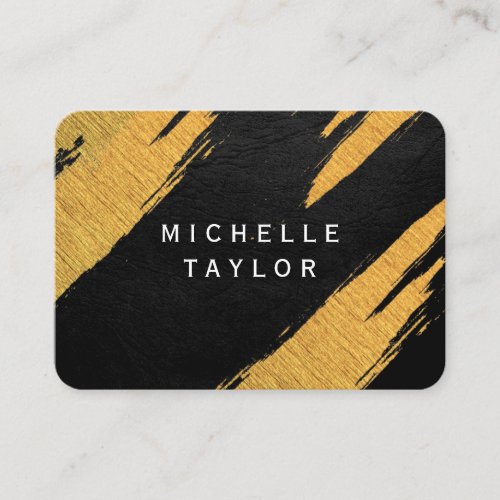 Lux Faux Gold Artistic Marks Leather Print Business Card