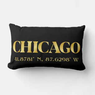 Lux Gold Chicago Latitude & Longitude Lumbar Pillow