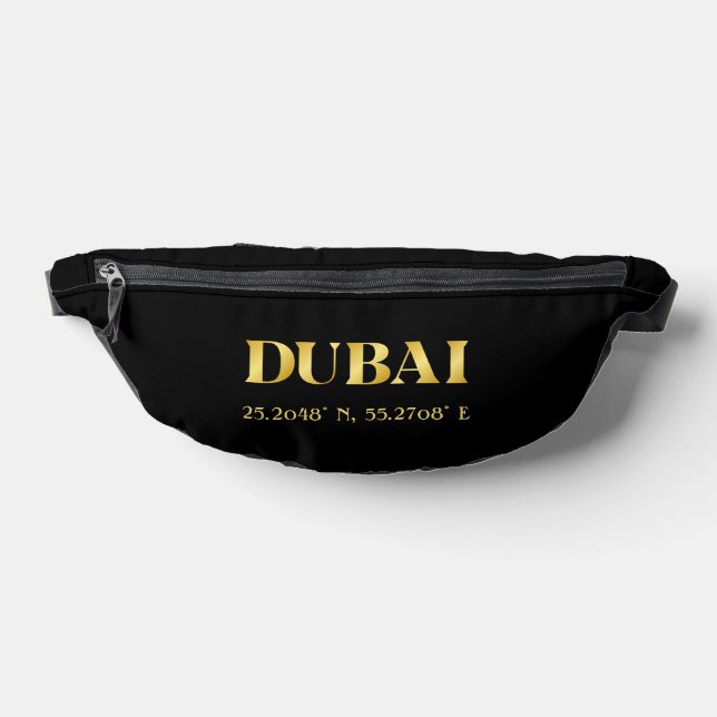 Lux Gold Dubai Latitude & Longitude Fanny Pack (Lay Down)