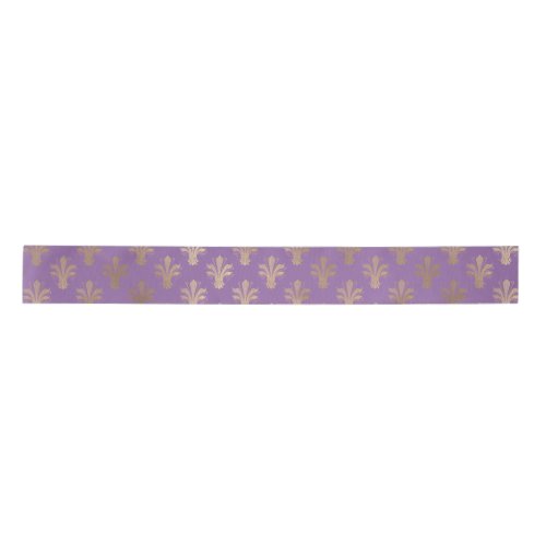 Lux Gold Fleur de Lis and Amethyst  Satin Ribbon