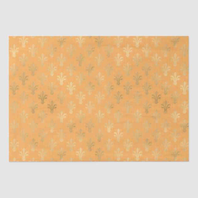 Lux Gold Fleur de Lis and Marigold   Tissue Paper (Front)