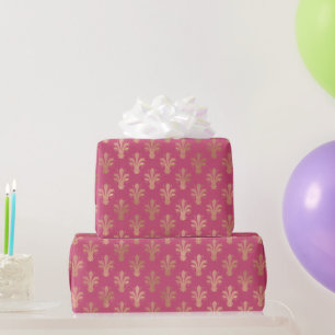 Lux Gold Fleur de Lis and Raspberry Sorbet Wrapping Paper