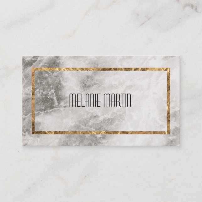 Lux Gold Foil Frame Marble Business Card (Front)