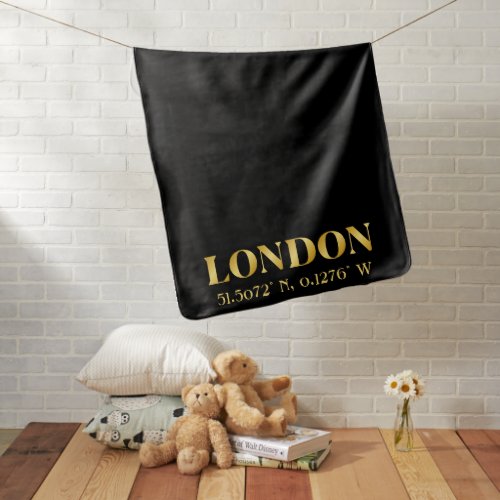 Lux Gold London Latitude  Longitude   Baby Blanket