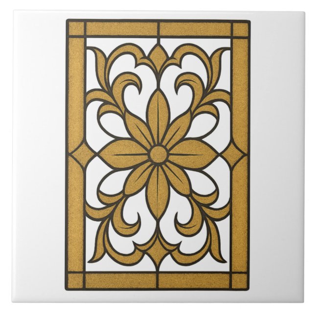 Lux Gold Mandala Ceramic Tile (Front)