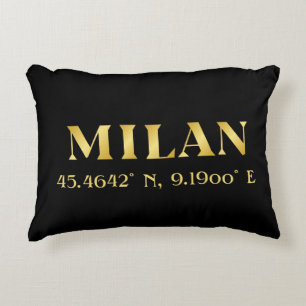Lux Gold Milan Latitude & Longitude Black  Accent Pillow