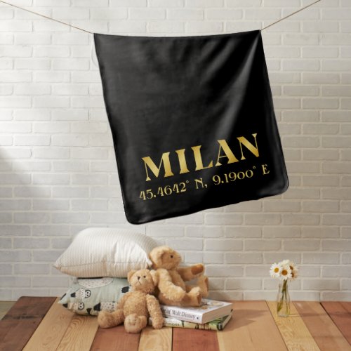 Lux Gold Milan Latitude  Longitude Black  Baby Blanket
