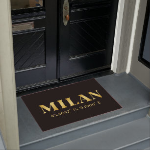 Lux Gold Milan Latitude & Longitude Black Doormat