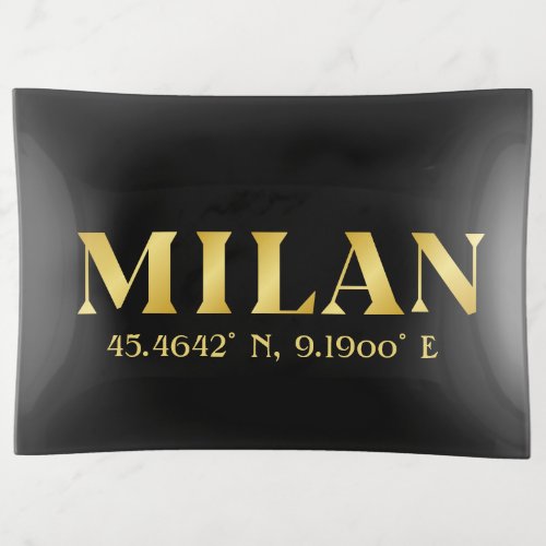 Lux Gold Milan Latitude  Longitude Black   Trinket Tray