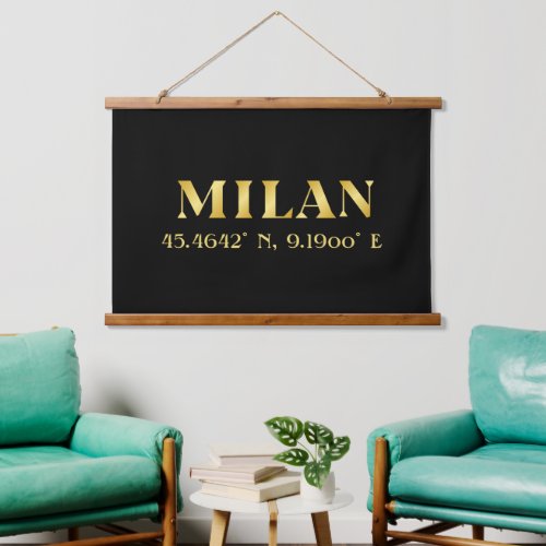 Lux Gold Milan Latitude  Longitude   Hanging Tapestry