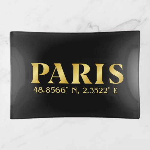 Lux Gold Paris Latitude  Longitude Trinket Tray