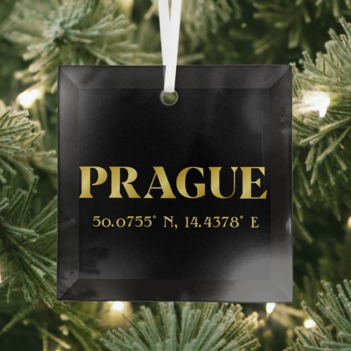 Lux Gold Prague Latitude  Longitude   Glass Ornament