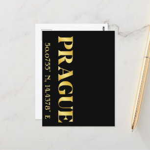 Lux Gold Prague Latitude & Longitude Postcard