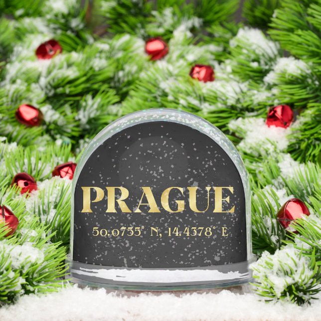 Lux Gold Prague Latitude & Longitude  Snow Globe (Christmas)