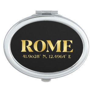 Lux Gold Rome Latitude & Longitude Compact Mirror