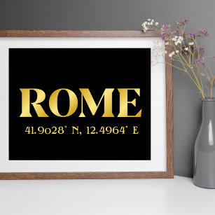 Lux Gold Rome Latitude & Longitude  Poster