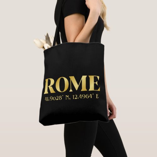 Lux Gold Rome Latitude  Longitude  Tote Bag