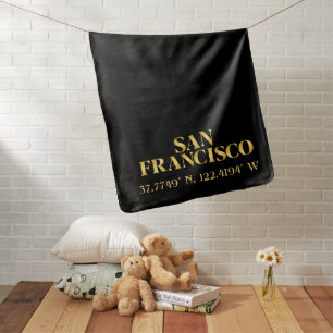 Lux Gold San Francisco Latitude & Longitude Baby Blanket