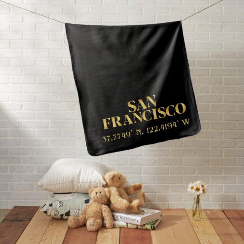 Lux Gold San Francisco Latitude  Longitude   Baby Blanket