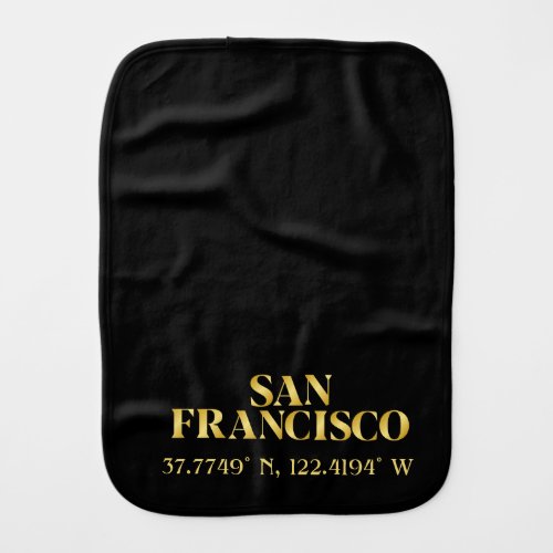 Lux Gold San Francisco Latitude  Longitude  Baby Burp Cloth