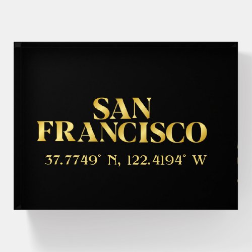Lux Gold San Francisco Latitude  Longitude  Paperweight
