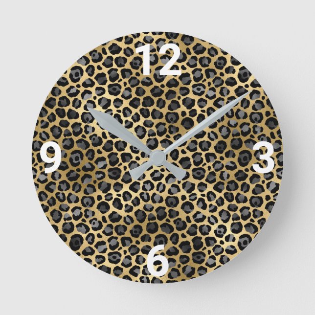 LUX GOLD SILVER LEOPARD WALL CLOCK (Front)