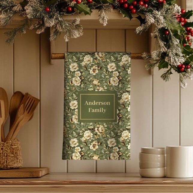 Lux Green Gold Print Personalized Kitchen Towel  (Lux Green Gold Print Personalized Kitchen Towel )