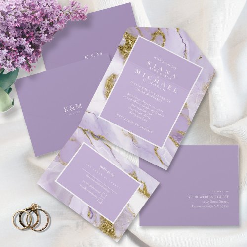 Lux Ink Lavender Abstract ID990 All In One Invitation