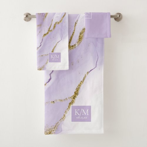 Lux Ink Lavender Abstract ID990 Bath Towel Set