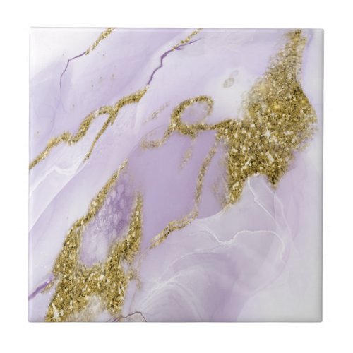 Lux Ink Lavender Abstract ID990 Ceramic Tile