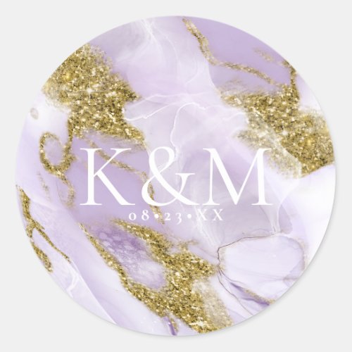 Lux Ink Lavender Abstract ID990 Classic Round Sticker