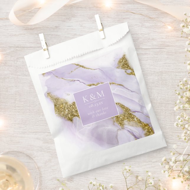 Lux Ink Lavender Abstract ID990 Favor Bag (Clipped)