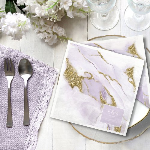 Lux Ink Lavender Abstract ID990 Paper Dinner Napkins