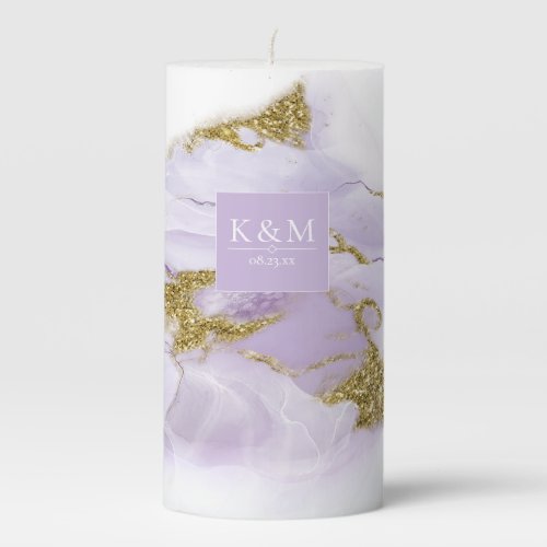 Lux Ink Lavender Abstract ID990 Pillar Candle