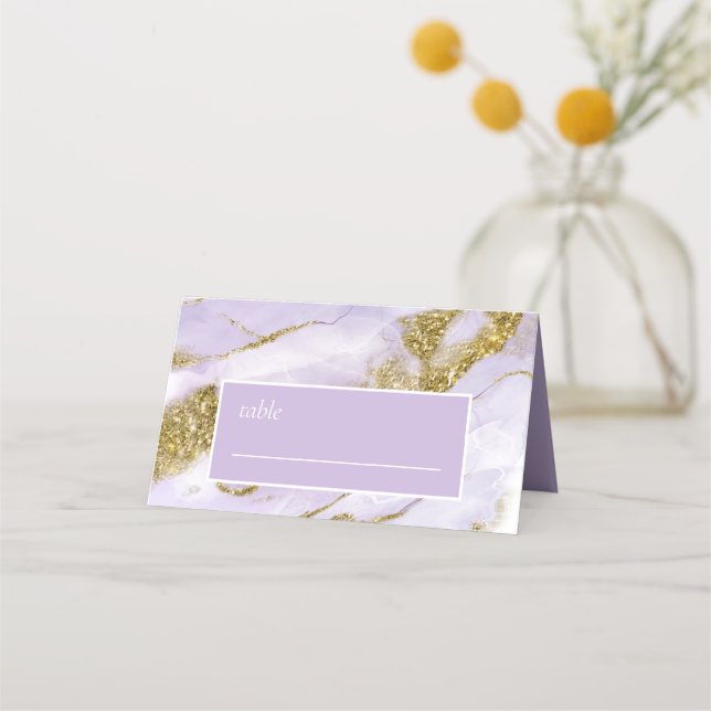 Lux Ink Lavender Abstract ID990 Place Card (Front)