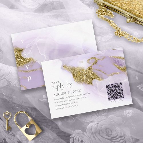 Lux Ink Lavender Abstract ID990 RSVP Card