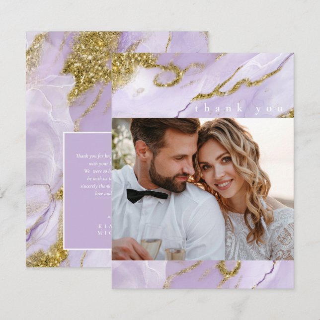 Lux Ink Lavender Abstract ID990 Thank You Card (Front/Back)