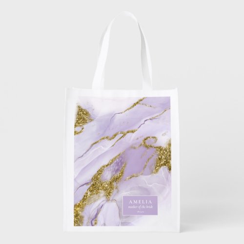 Lux Ink Lavender Abstract Wedding Party ID990 Grocery Bag