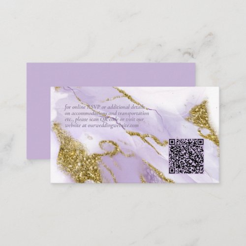 Lux Ink Lavender Abstract Wedding Website ID990 Enclosure Card