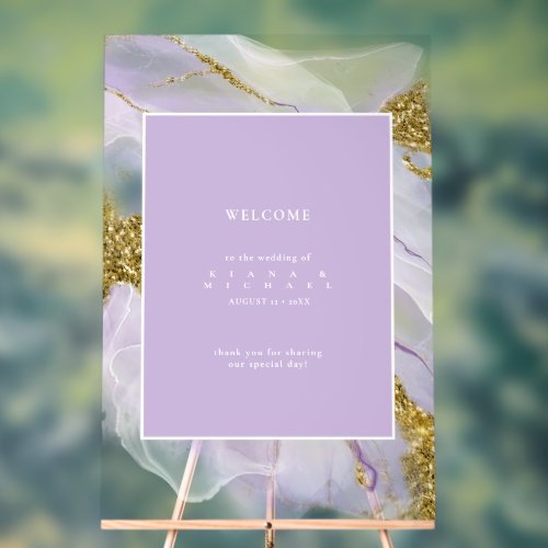 Lux Ink Lavender Abstract Welcome ID990 Acrylic Sign