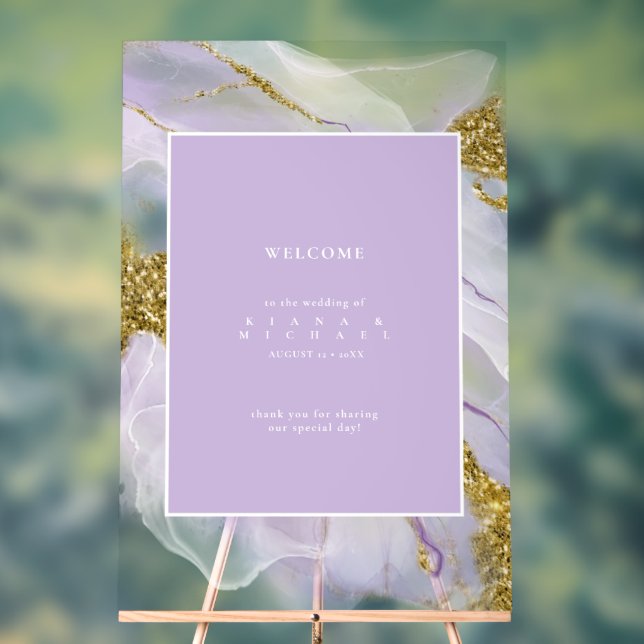 Lux Ink Lavender Abstract Welcome ID990 Acrylic Sign (Neutral)