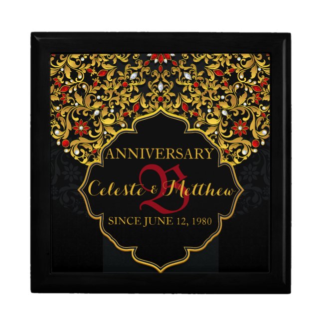 Lux Jeweled Wedding Anniversary Keepsake Box (Front)