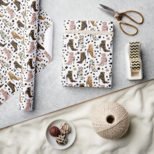 Lux Leopard Print High Heel Boots Fashion Pattern Wrapping Paper