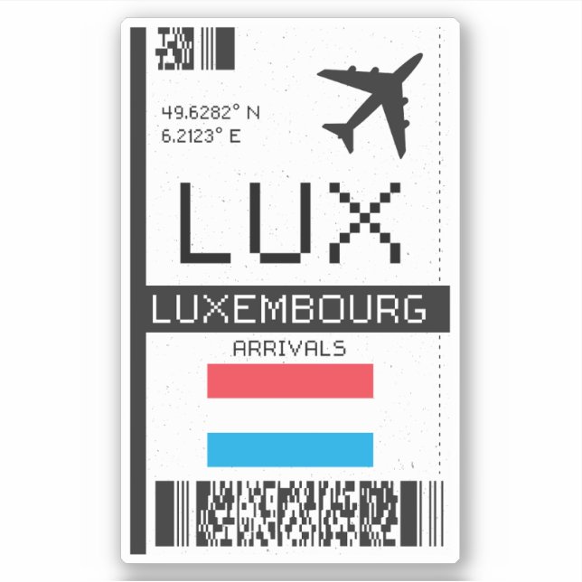 LUX Luxembourg Boarding Pass - Airport Travel Sticker (Front)