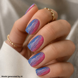 Lux Marble Bisexual Pride Colors Minx Nail Art