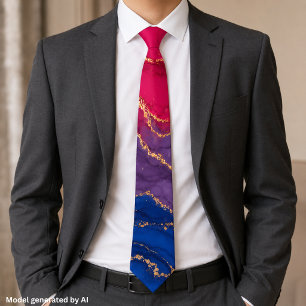 Lux Marble Bisexual Pride Colors Neck Tie