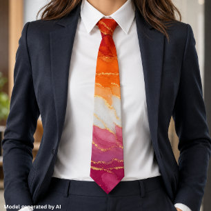 Lux Marble Lesbian Pride Colors Neck Tie