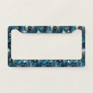 Lux Ocean Jellyfish & Coral Gold Pattern License Plate Frame