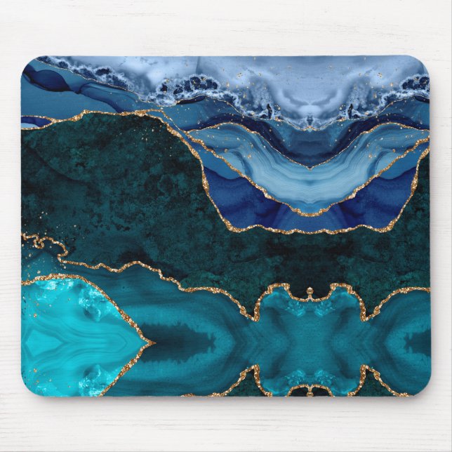 Lux Peacock Agate & Gold   Mouse Pad (Front)